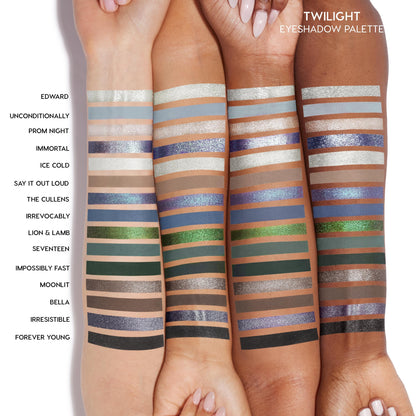 Open ColourPop Twilight Eyeshadow Palette showing 15 shades
