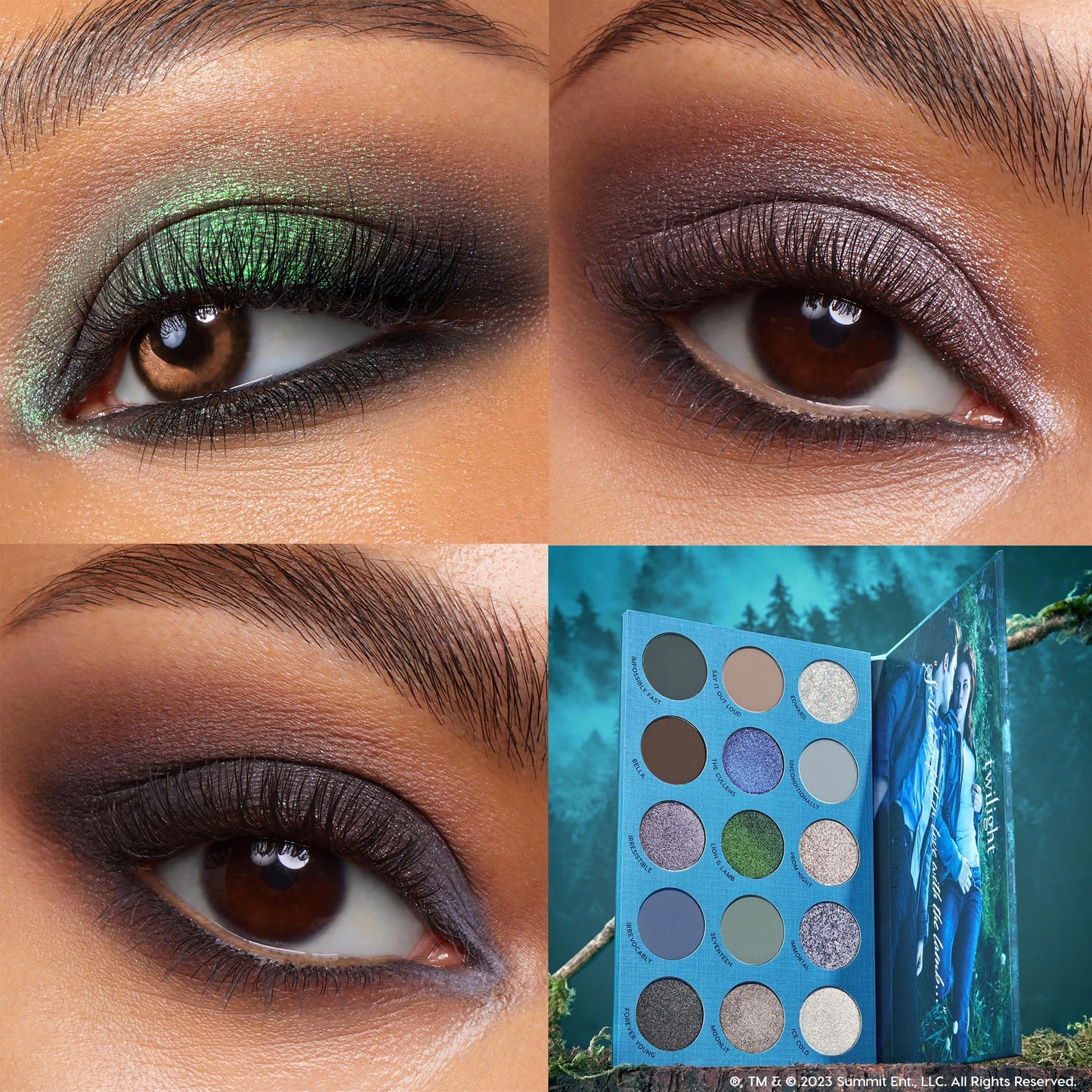 Close up of ColourPop Twilight palette metallic and matte textures