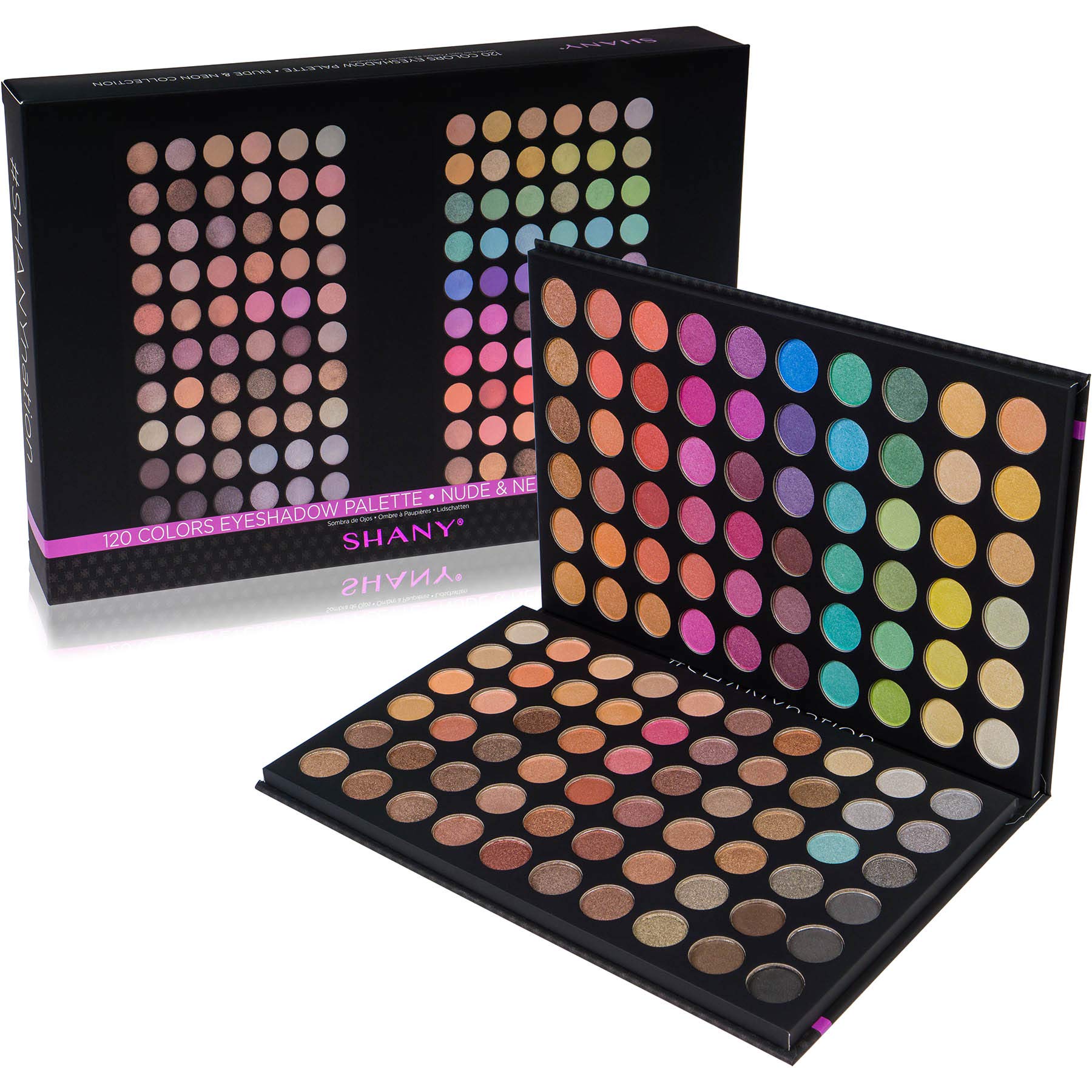 Shany 120 color makeup palette open showing all shades