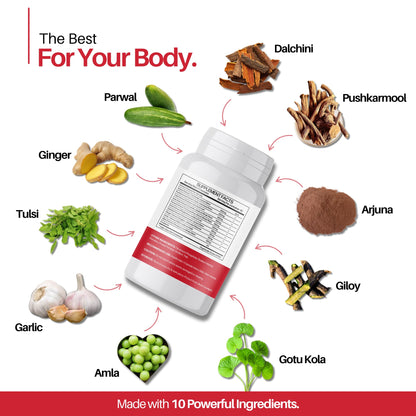 Three bottles of Cureayu Heart Tone dietary supplement for cardiovascular health and circulation.