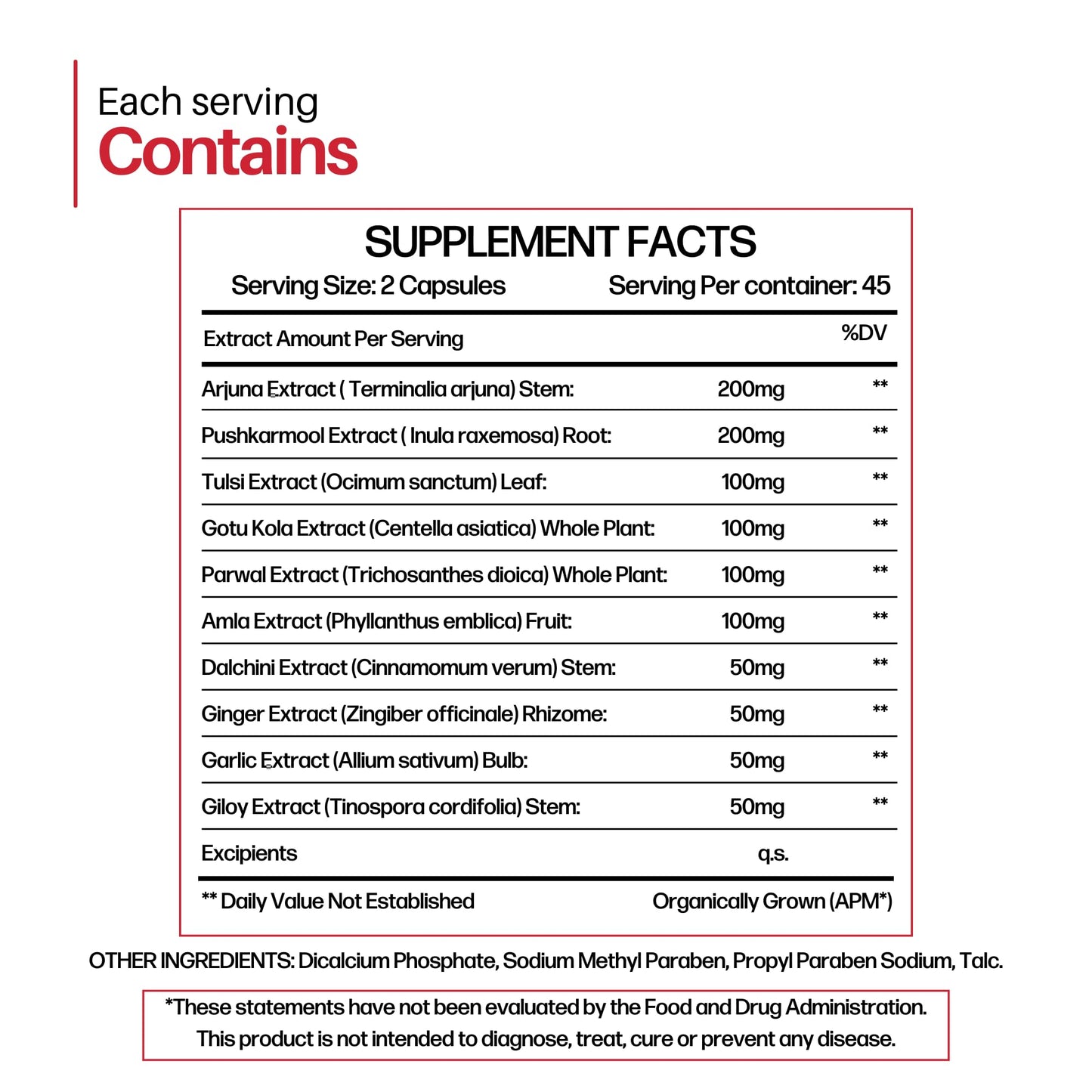Side label of Cureayu Heart Tone supplement detailing natural Ayurvedic formula and usage instructions.