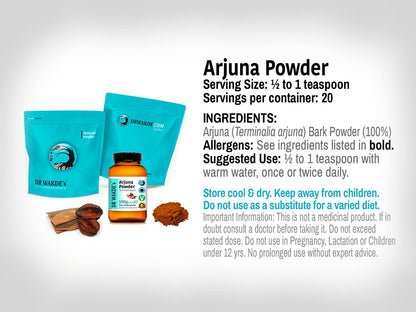 Pure Ayurvedic arjuna bark fine powder in a premium glass container