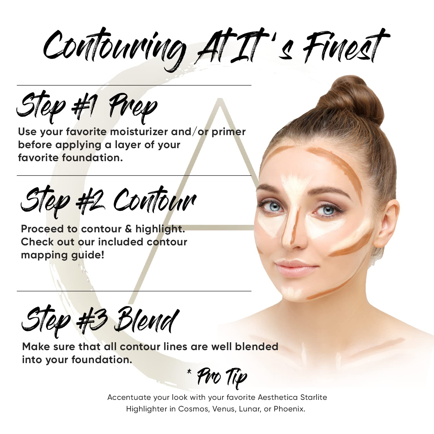 Open Aesthetica contour kit showing internal mirror and pans