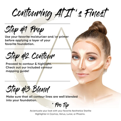 Open Aesthetica contour kit showing internal mirror and pans