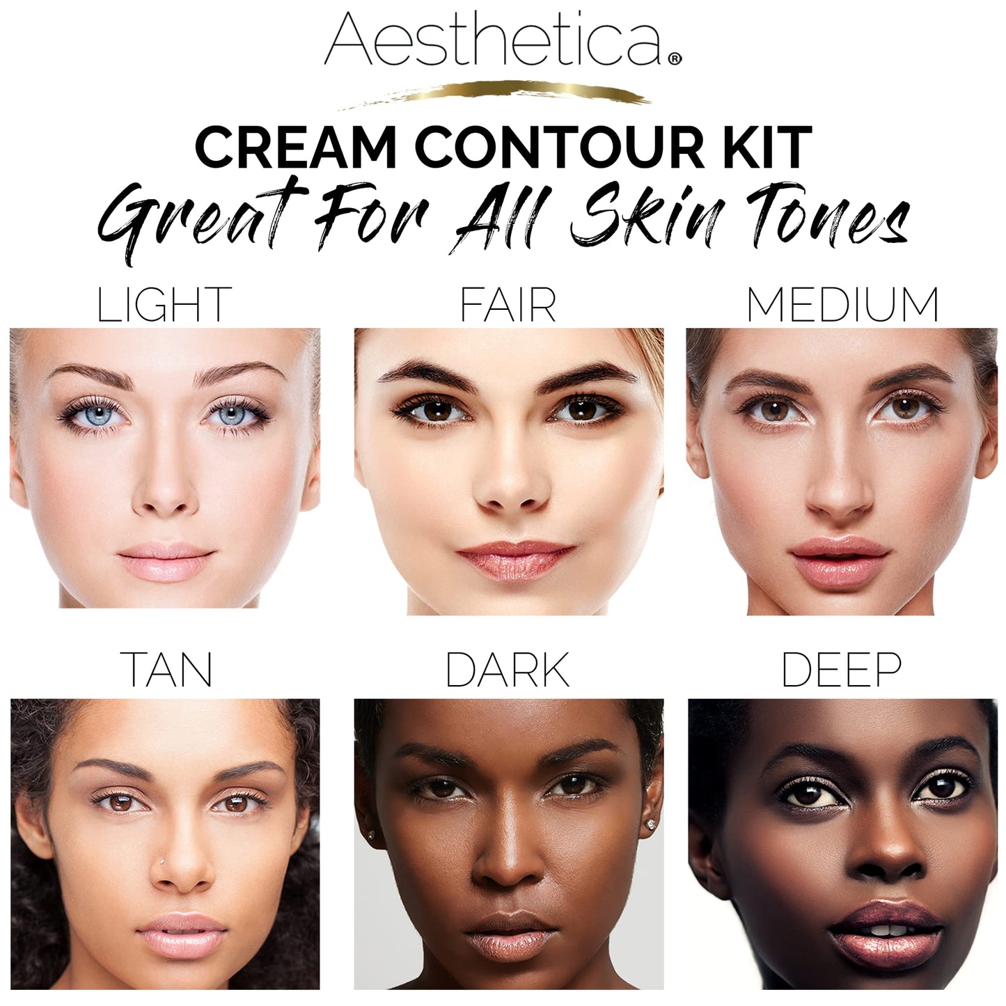 Close up of Aesthetica cream contour and highlight textures