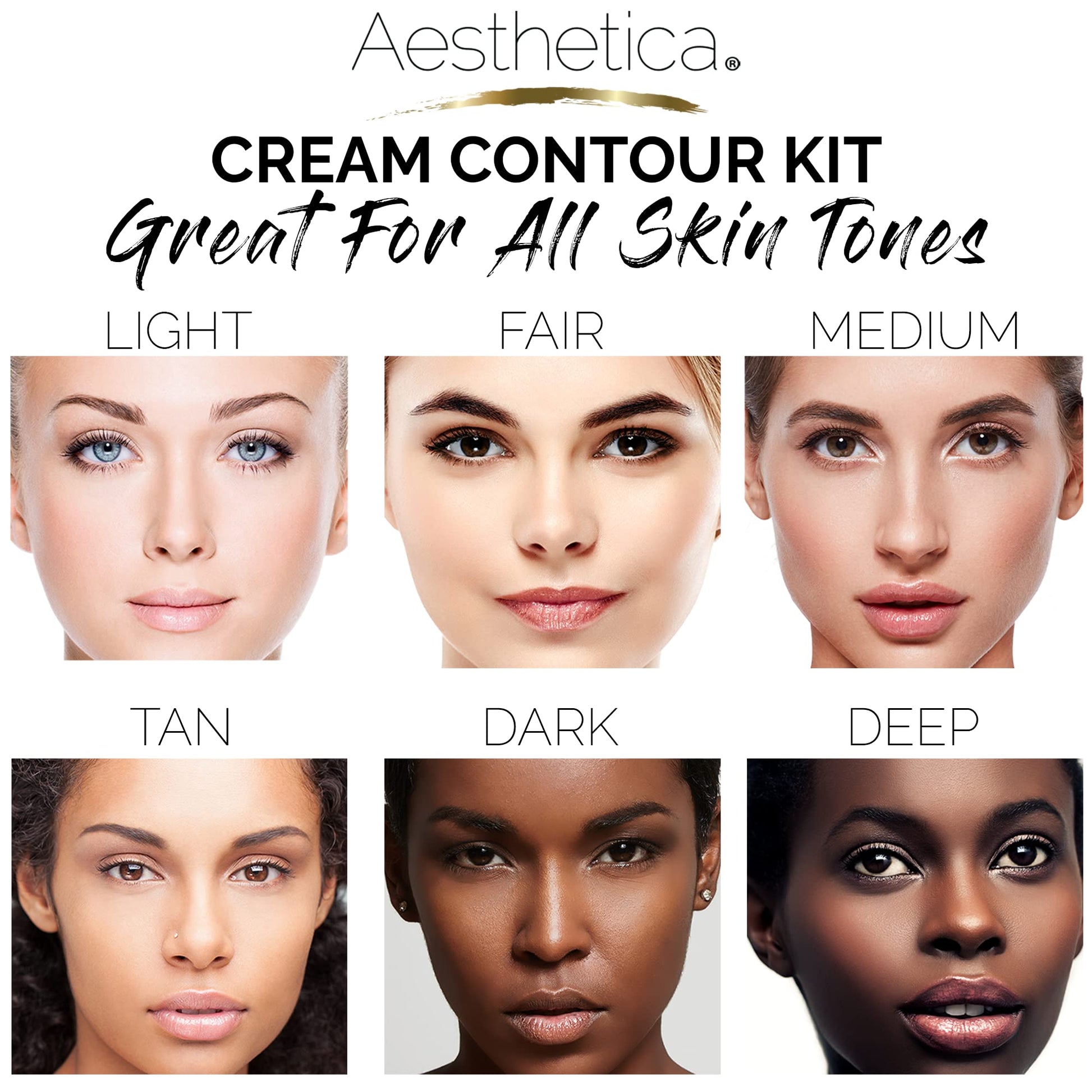 Close up of Aesthetica cream contour and highlight textures