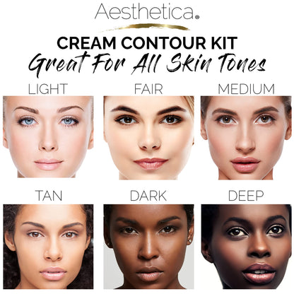 Close up of Aesthetica cream contour and highlight textures