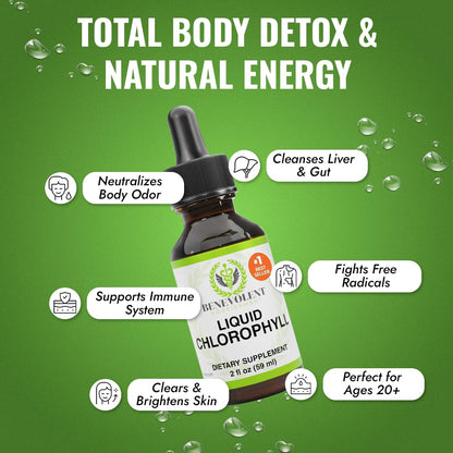 USA imported liquid chlorophyll drops dropper applicator displaying dark green formula concentration