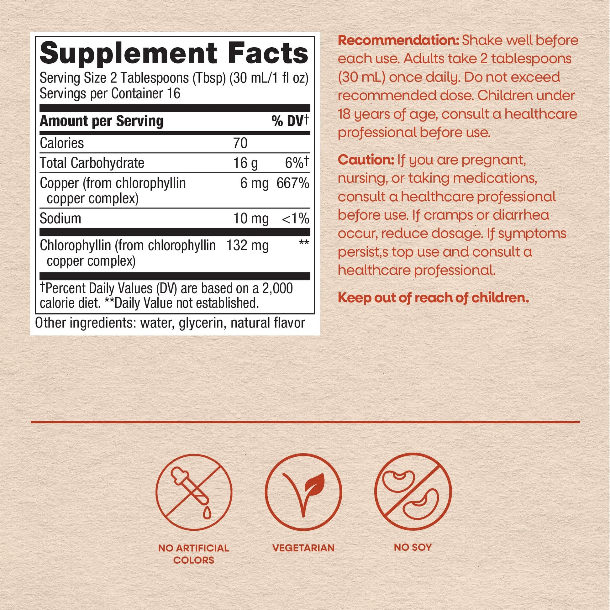 Natural mint flavored green liquid antioxidant wellness supplement for skin health