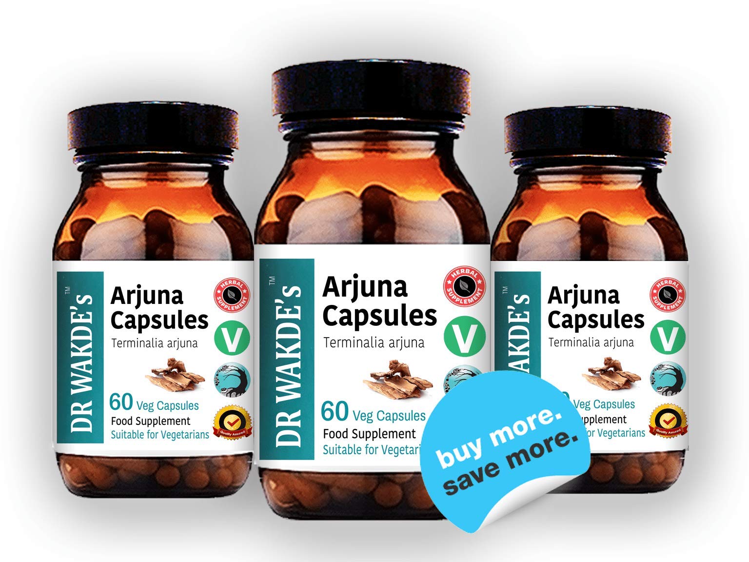 DR WAKDE'S brand organic arjuna bark powder dietary supplement bottle lifestyle presentation