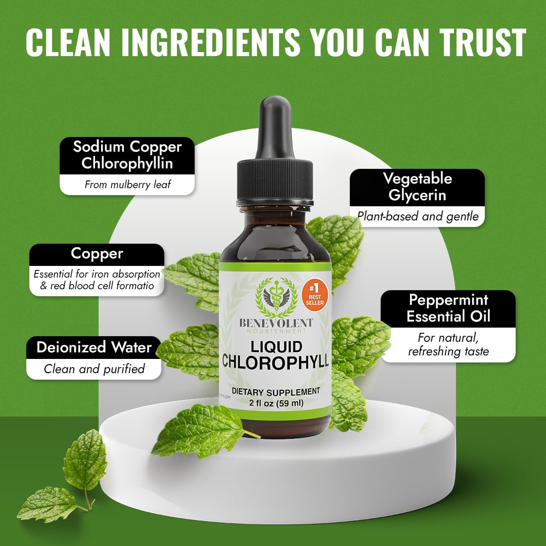 Benevolent Nourishment alcohol free green drink drops for liver cleansing