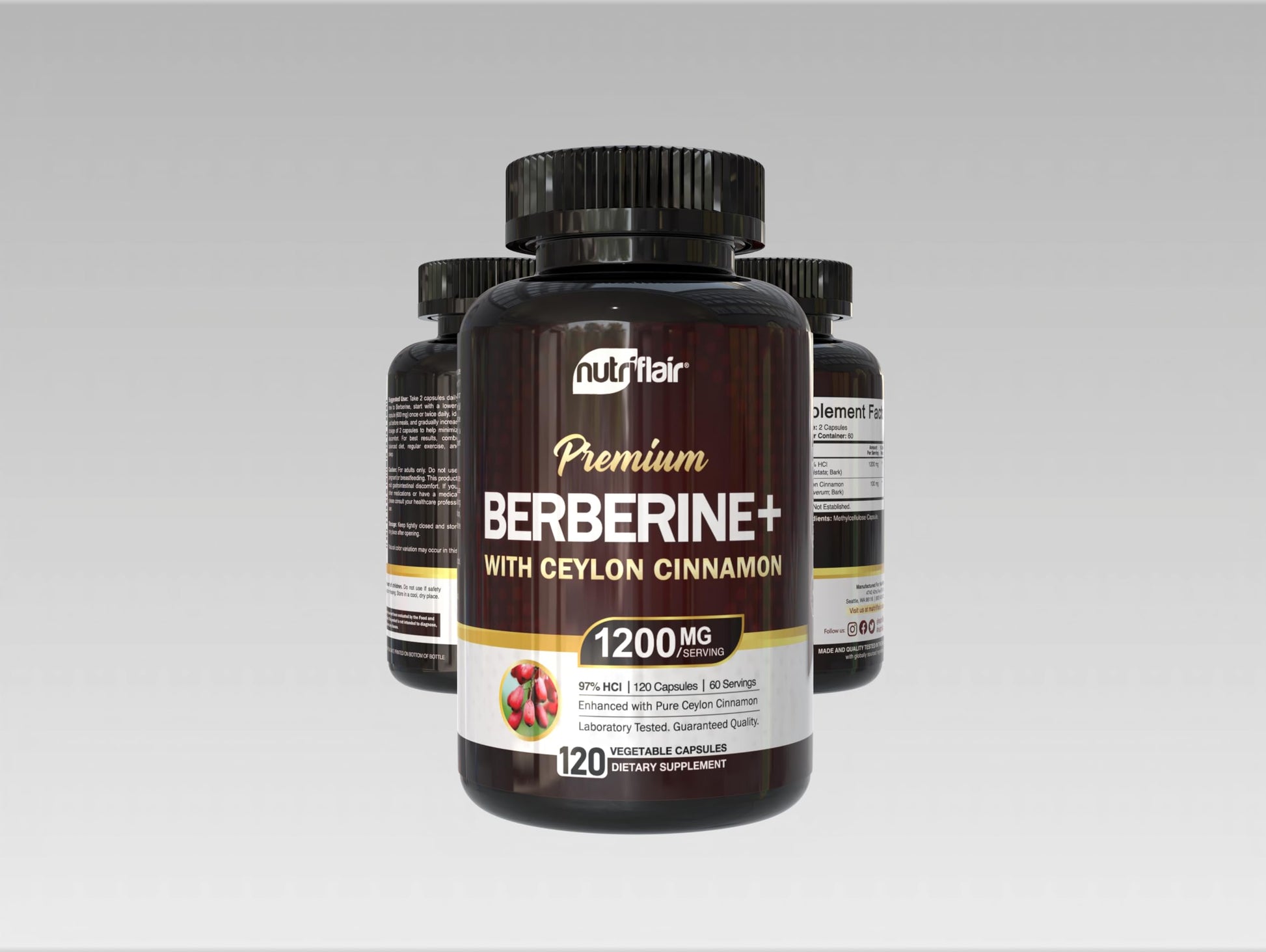 High potency NutriFlair Berberine 97% HCl nutritional information