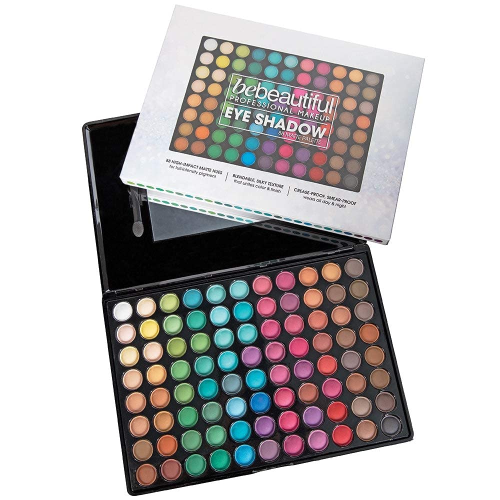 Open ForPro Bebeautiful palette showing 88 matte eyeshadow shades