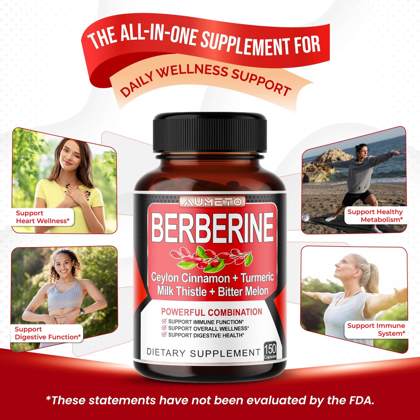 Ultra Herbs Berberine capsule health benefits infographic