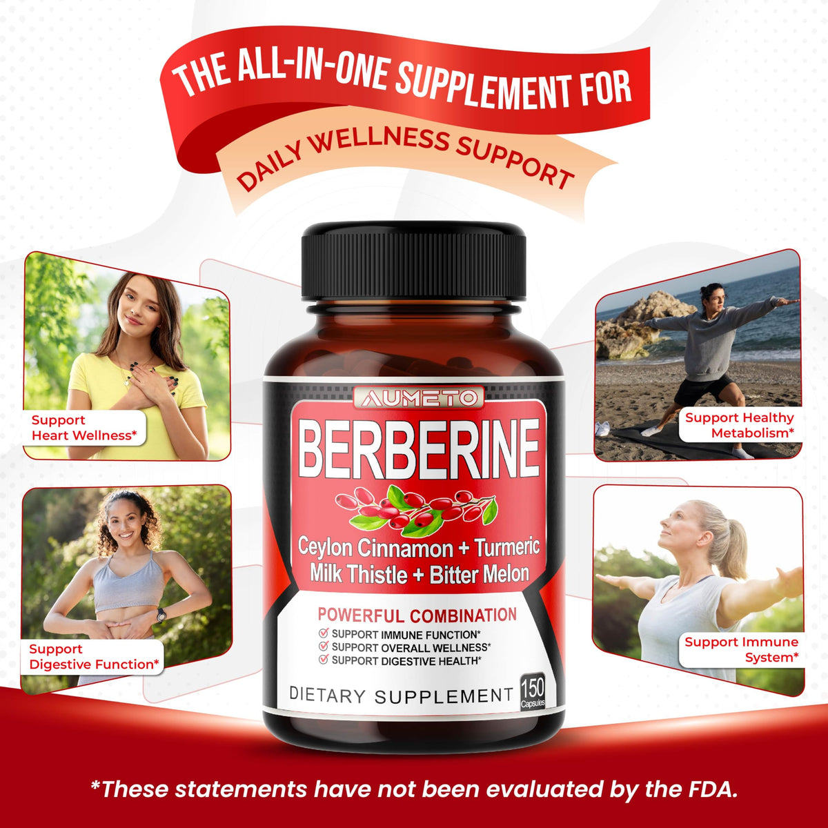 Ultra Herbs Berberine capsule health benefits infographic