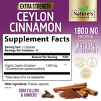 Nature's Choice Ceylon Cinnamon 120 capsules label detail