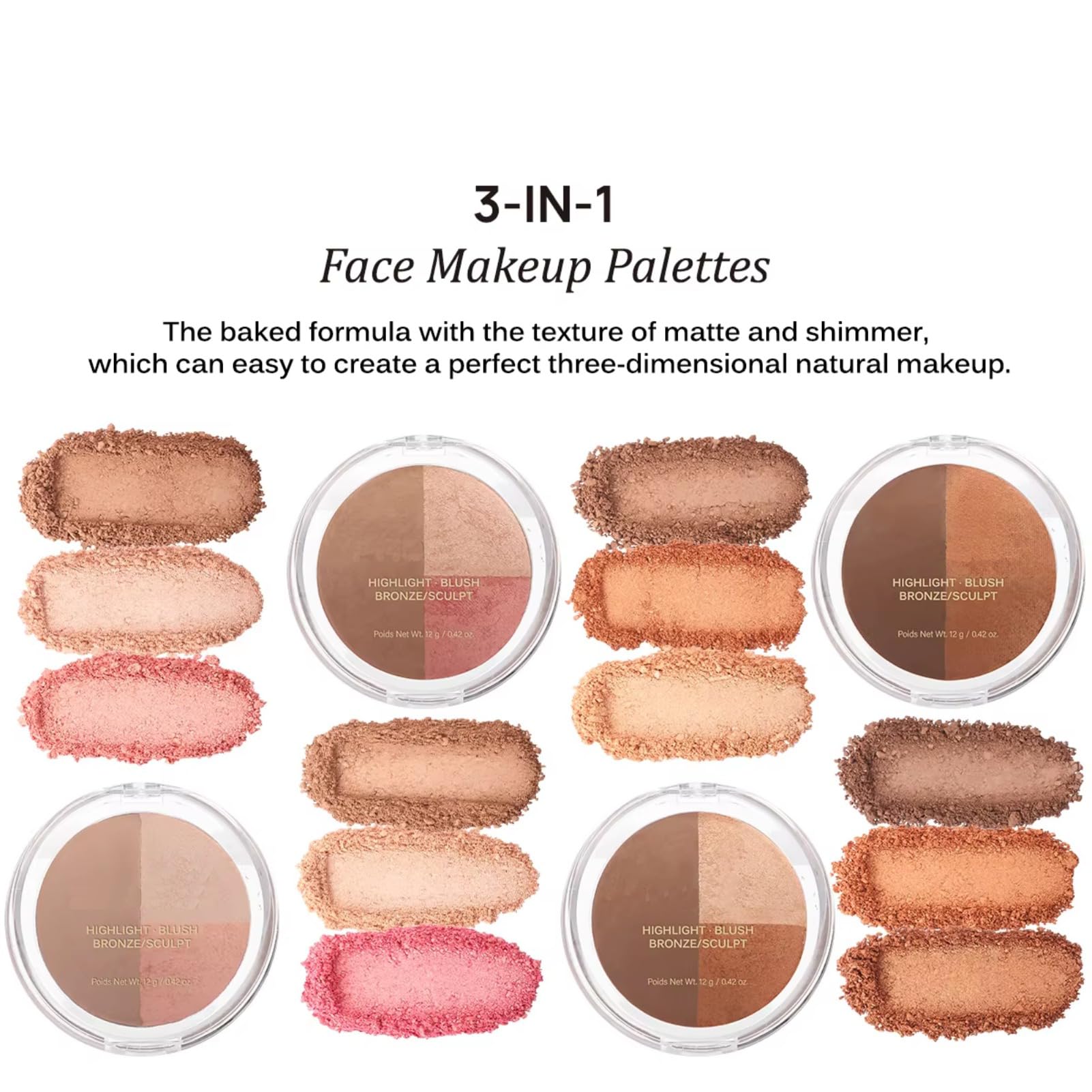 Swatch demonstration of Corlo 3-in-1 contour and highlight shades
