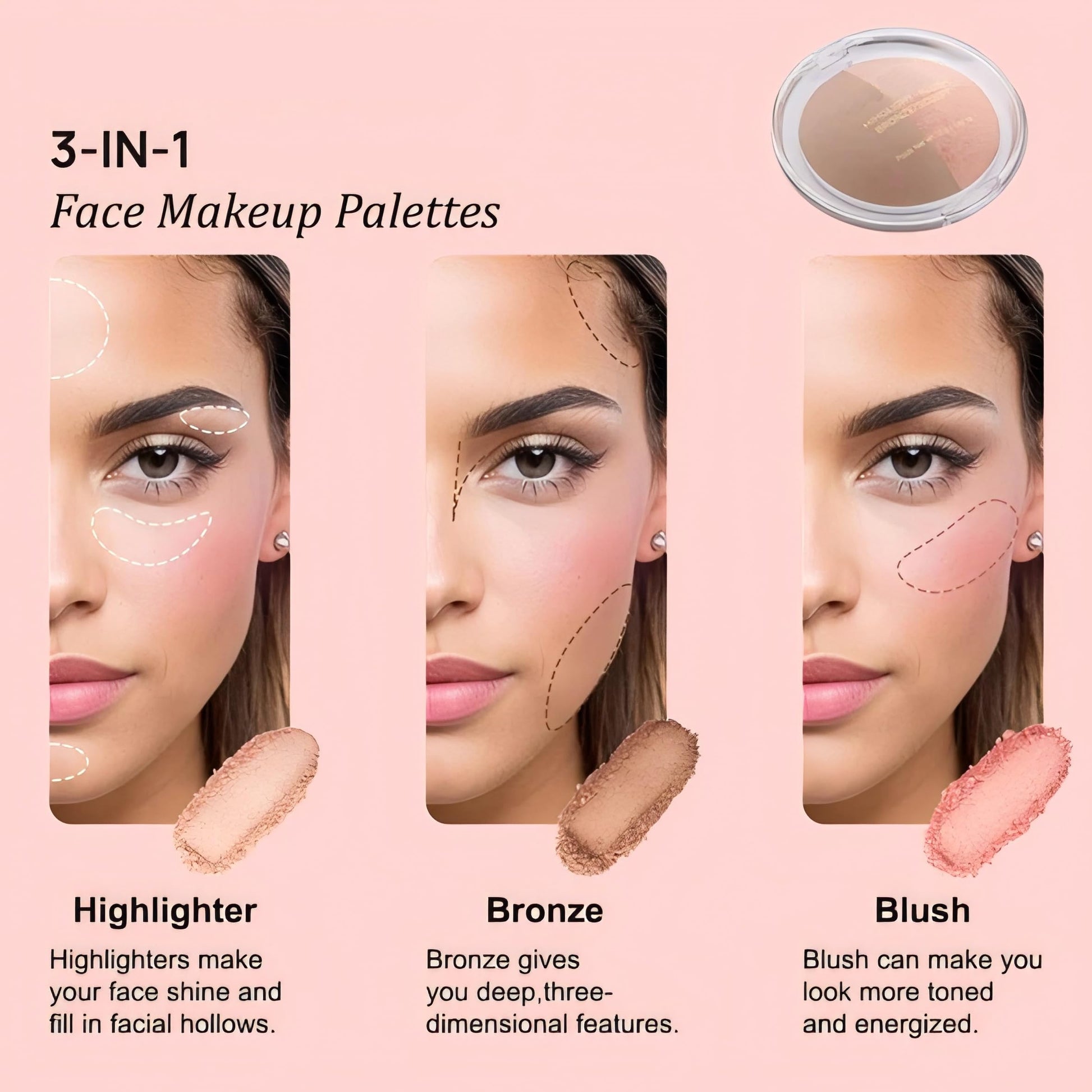 Corlo Baked Blush Highlight Bronze Palette travel friendly size