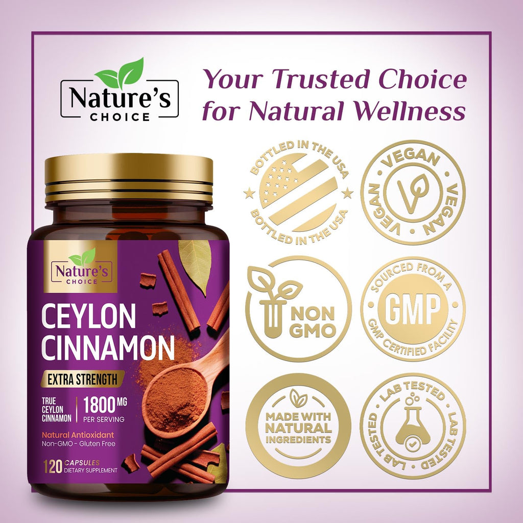 Organic Ceylon cinnamon capsules supplement facts label