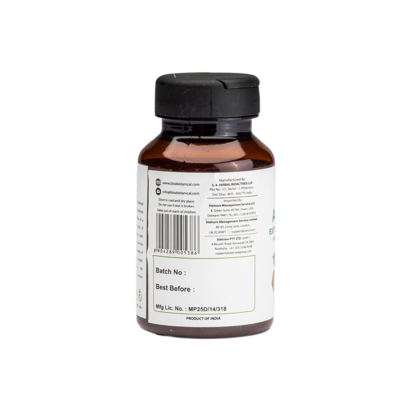 Bixa Botanical Arjuna vegan superfood capsules stored in a premium protective bottle