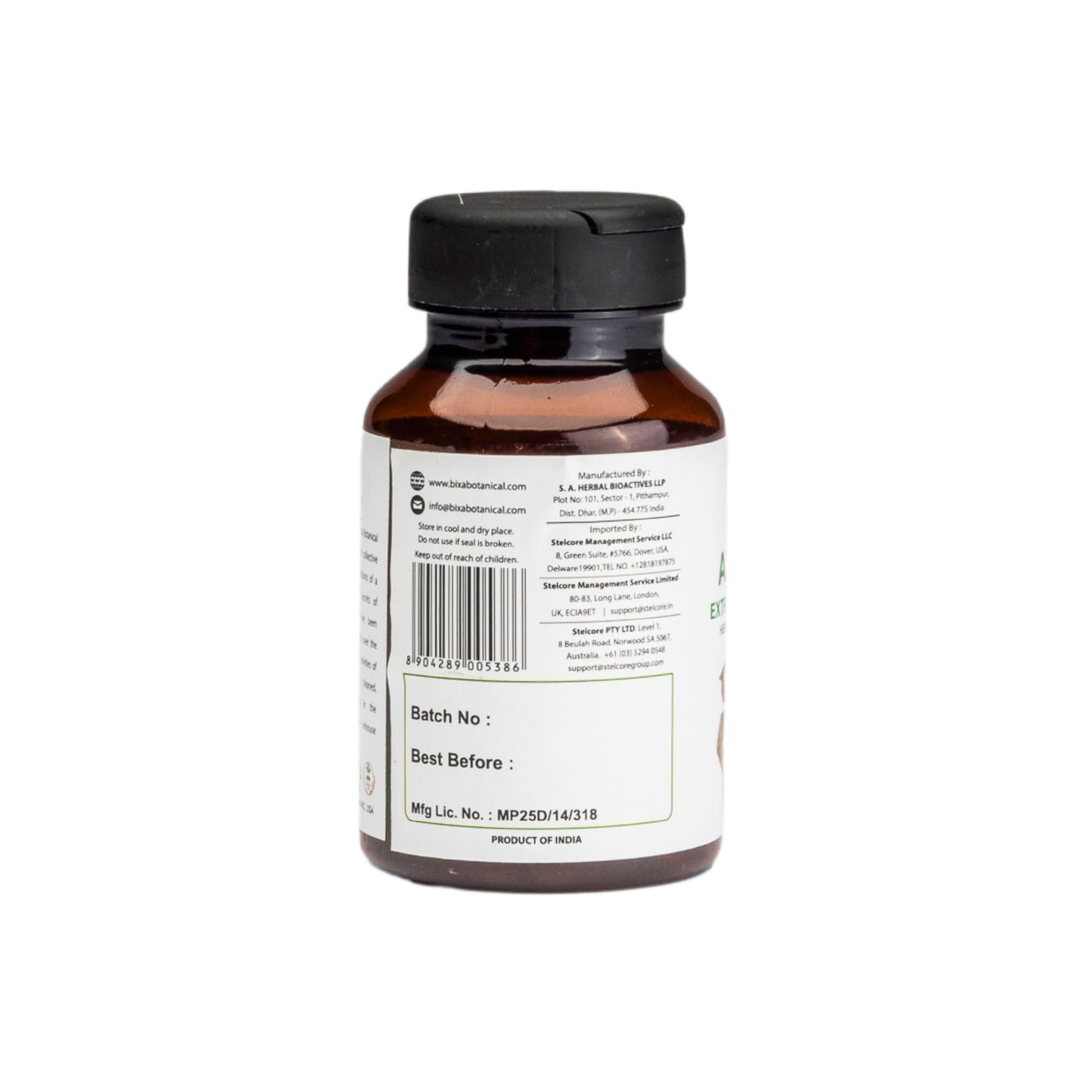 Bixa Botanical Arjuna vegan superfood capsules stored in a premium protective bottle