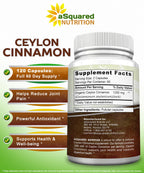 Natural Ceylon Cinnamon 1200mg bottle with health icons