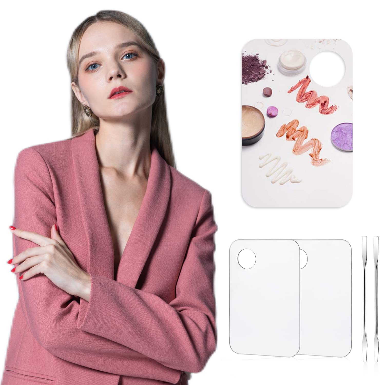 Travel size makeup mixing tools with stainless steel spatula