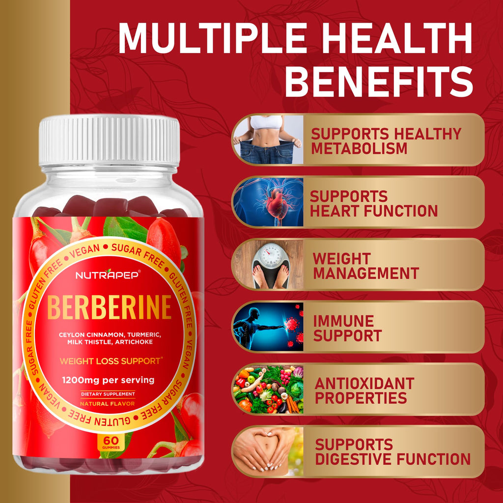 NutraPep Berberine 1200mg gummy nutritional supplement facts label