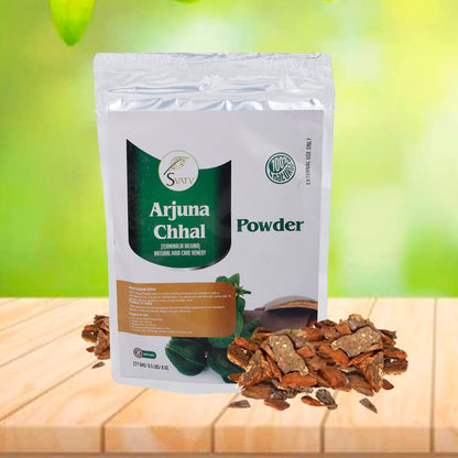 Svatv Arjuna Chhal powder texture close up showing pure botanical consistency