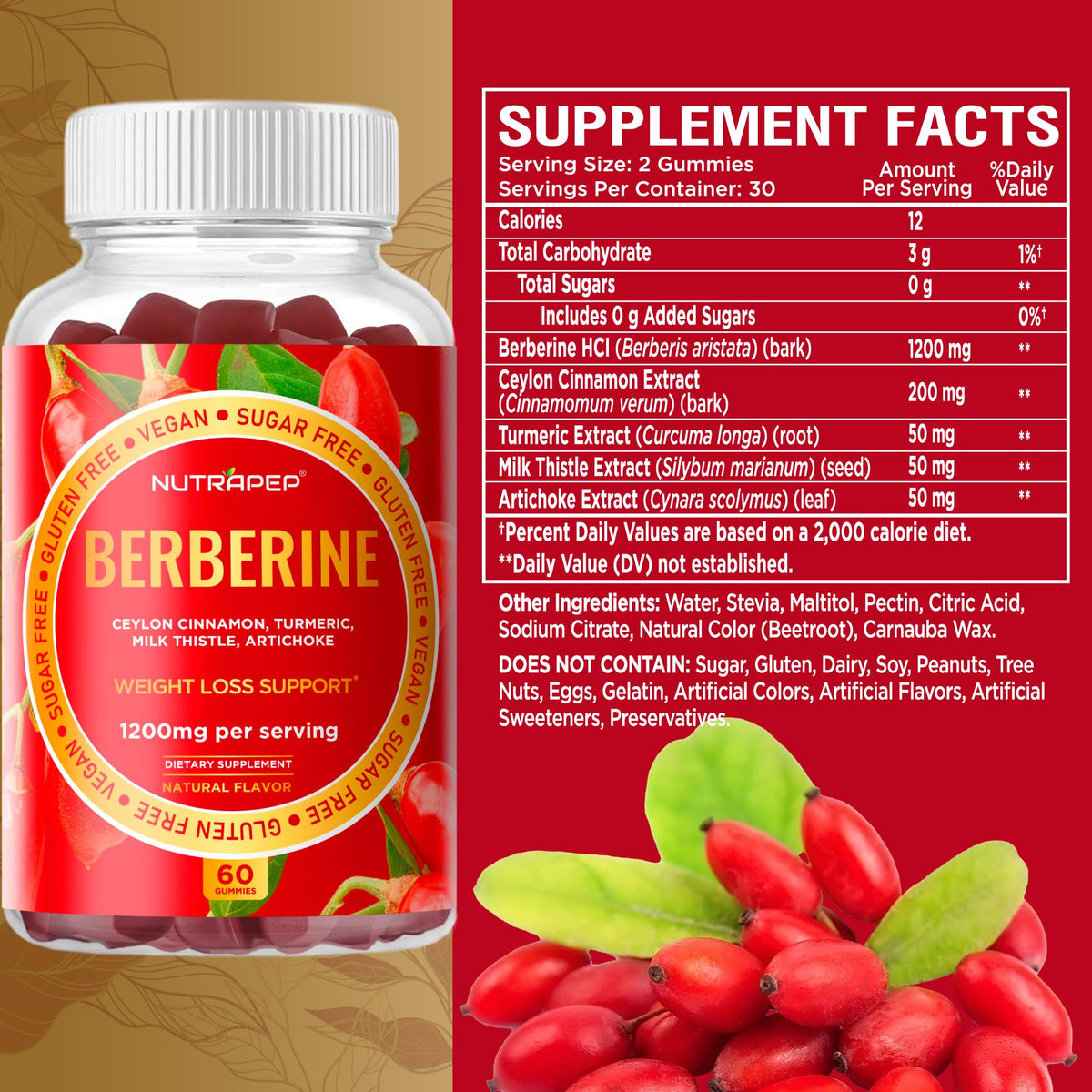Lifestyle shot of NutraPep Berberine Hcl gummies for daily health
