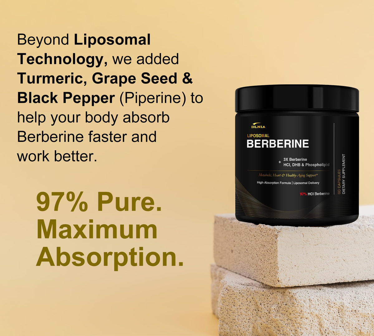 Dlnia Liposomal Berberine matrix formula supplement bottle
