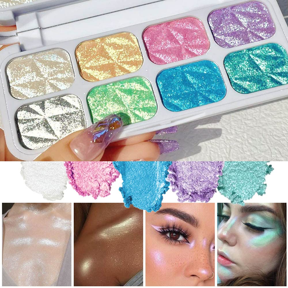 Evpct multichrome glitter makeup palette open showing eight vibrant shades
