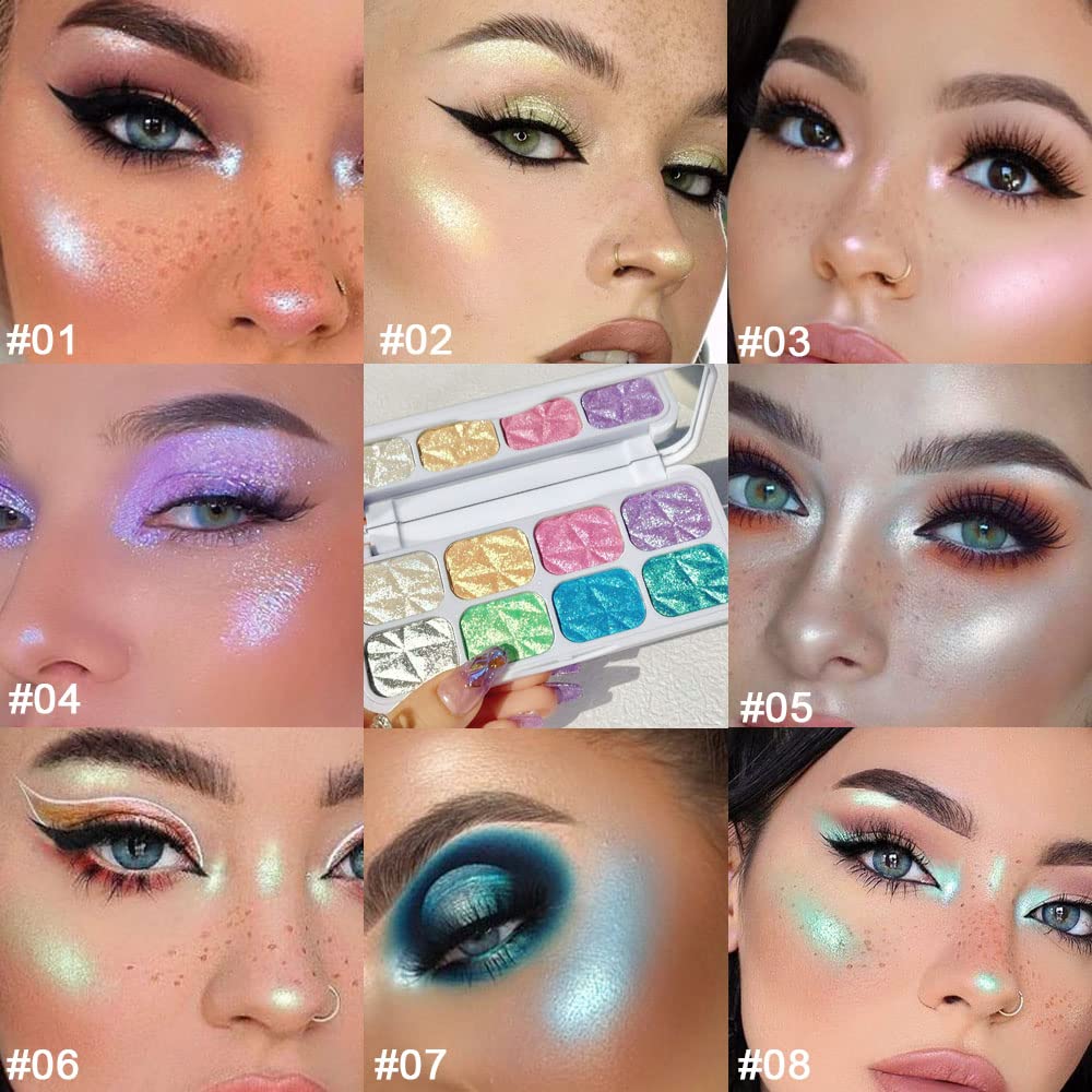 Close up of Evpct holographic shimmer highlighter powders
