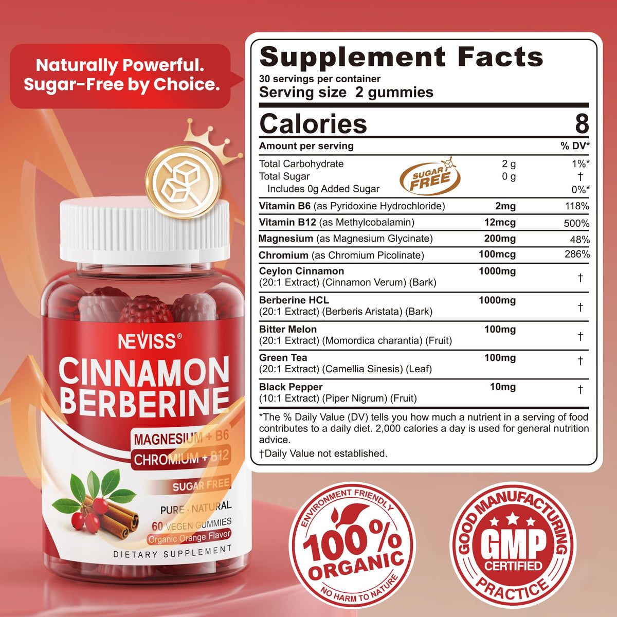Neviss metabolic support gummies 2000mg supplement label details