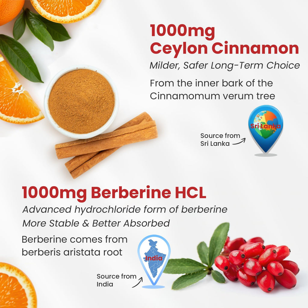 Orange flavored Berberine and Ceylon Cinnamon vegan gummies