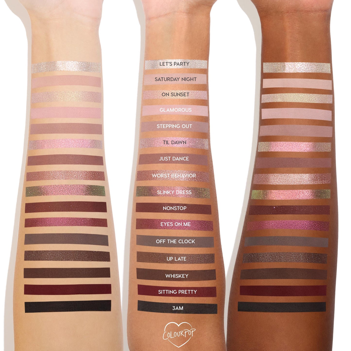 Close up of ColourPop After Hours smokey mauve eyeshadow shades