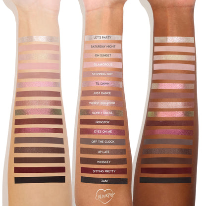 Close up of ColourPop After Hours smokey mauve eyeshadow shades