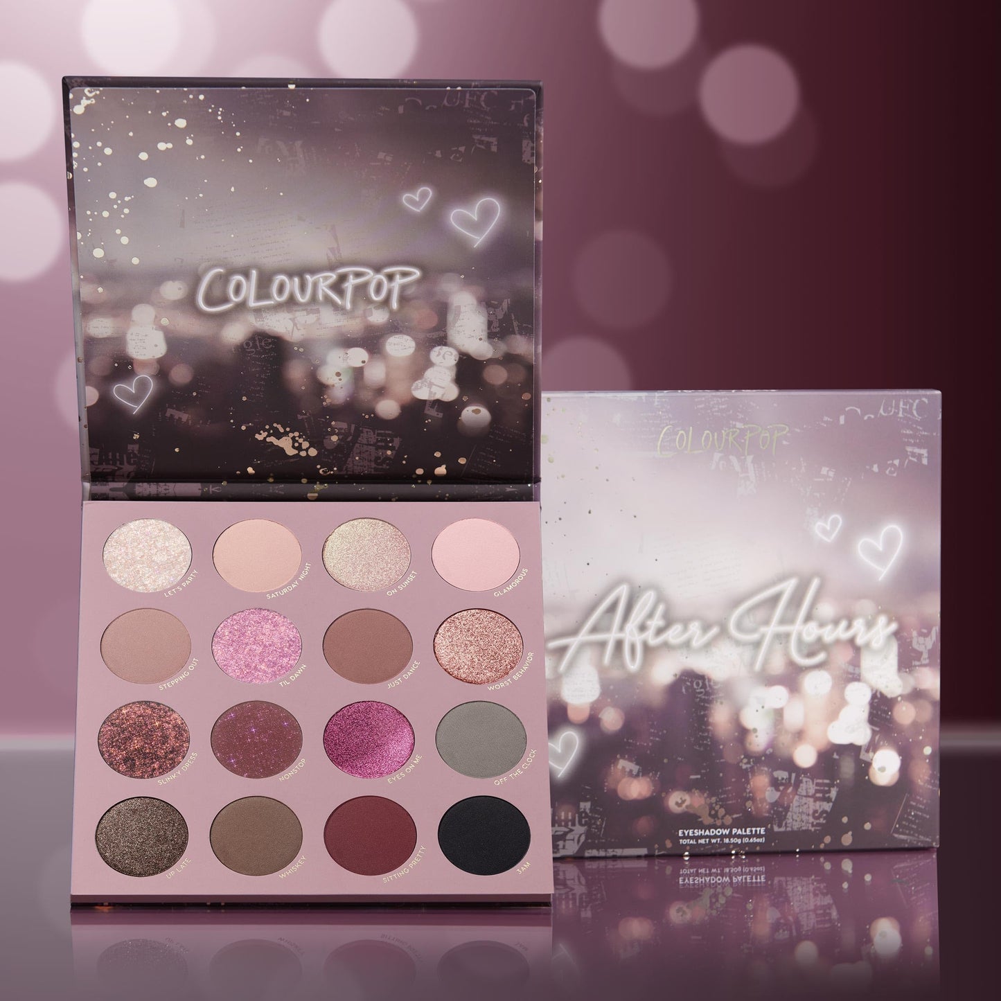 Back of ColourPop After Hours eyeshadow packaging