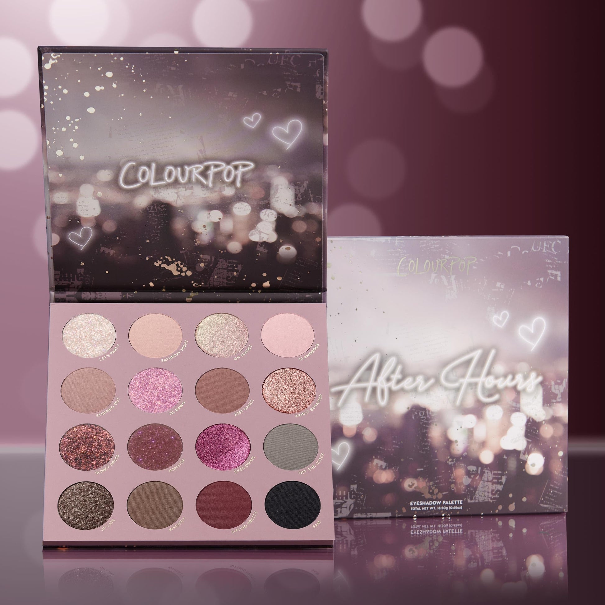 Back of ColourPop After Hours eyeshadow packaging