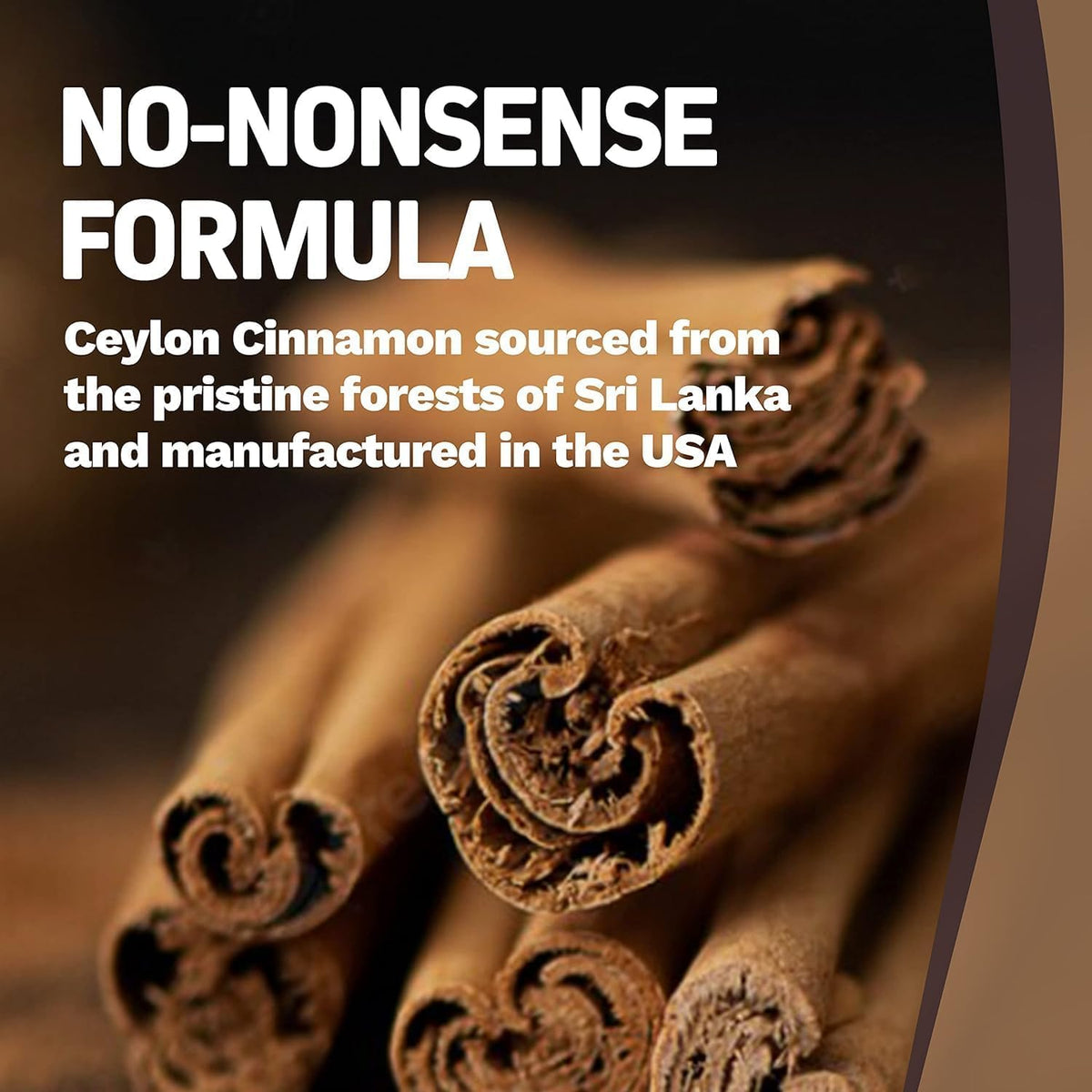 Back of Herbtonics cinnamon supplement bottle showing ingredient list