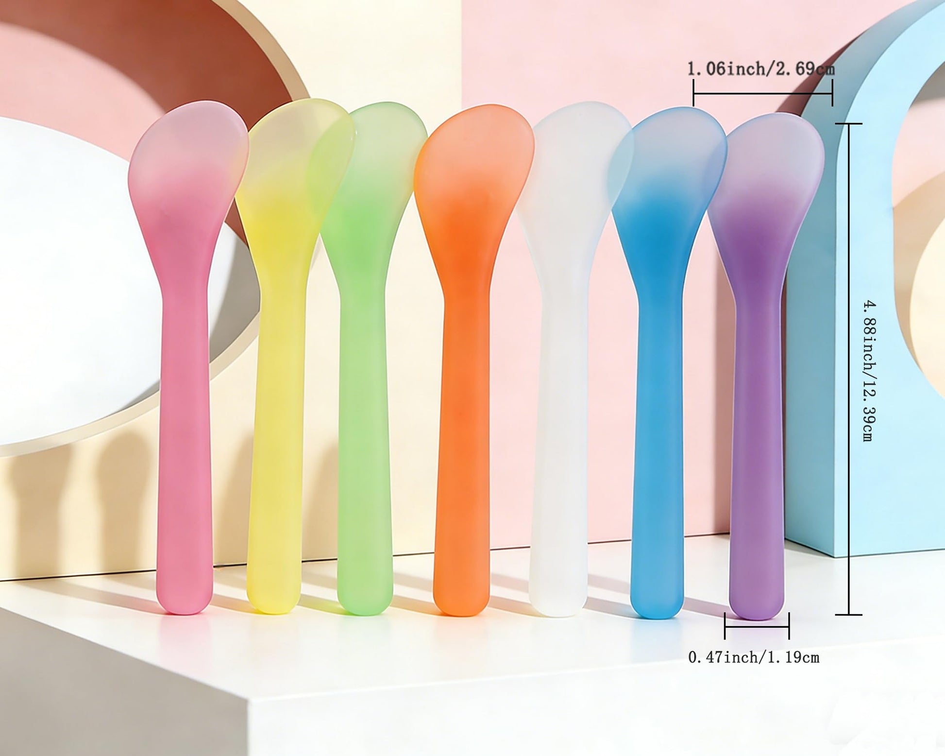 Close up of flexible plastic cosmetic mixing tool