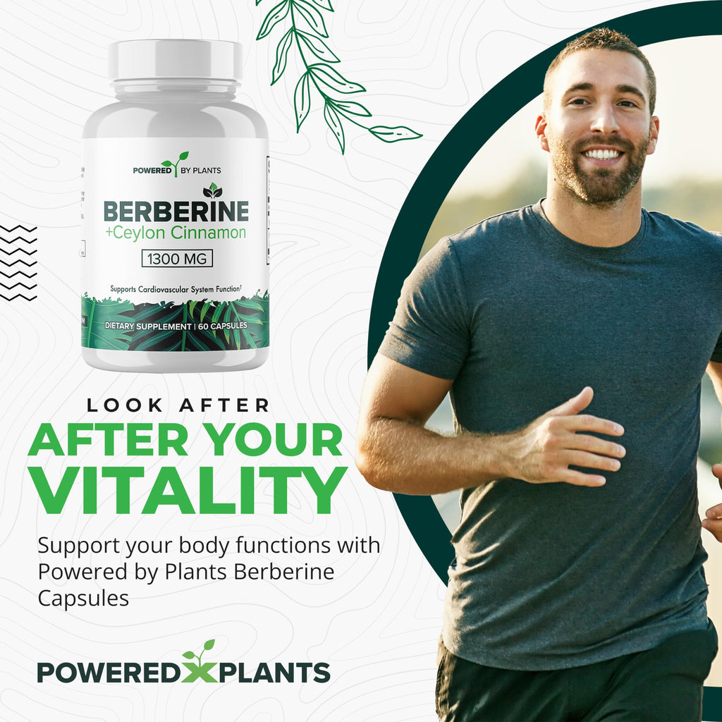 Powered X Plants Berberine supplement label details showing 1300mg dosage