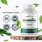 Side view of Powered X Plants Berberine 1300mg bottle