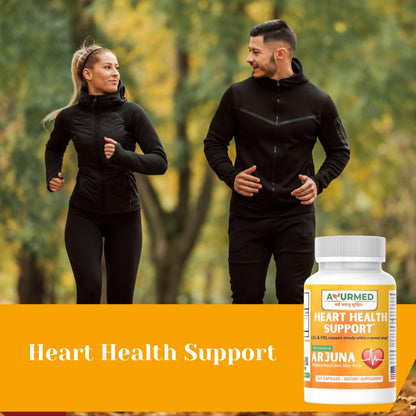 Side view of Ayurmed imported heart and digestive health supplement bottle packaging