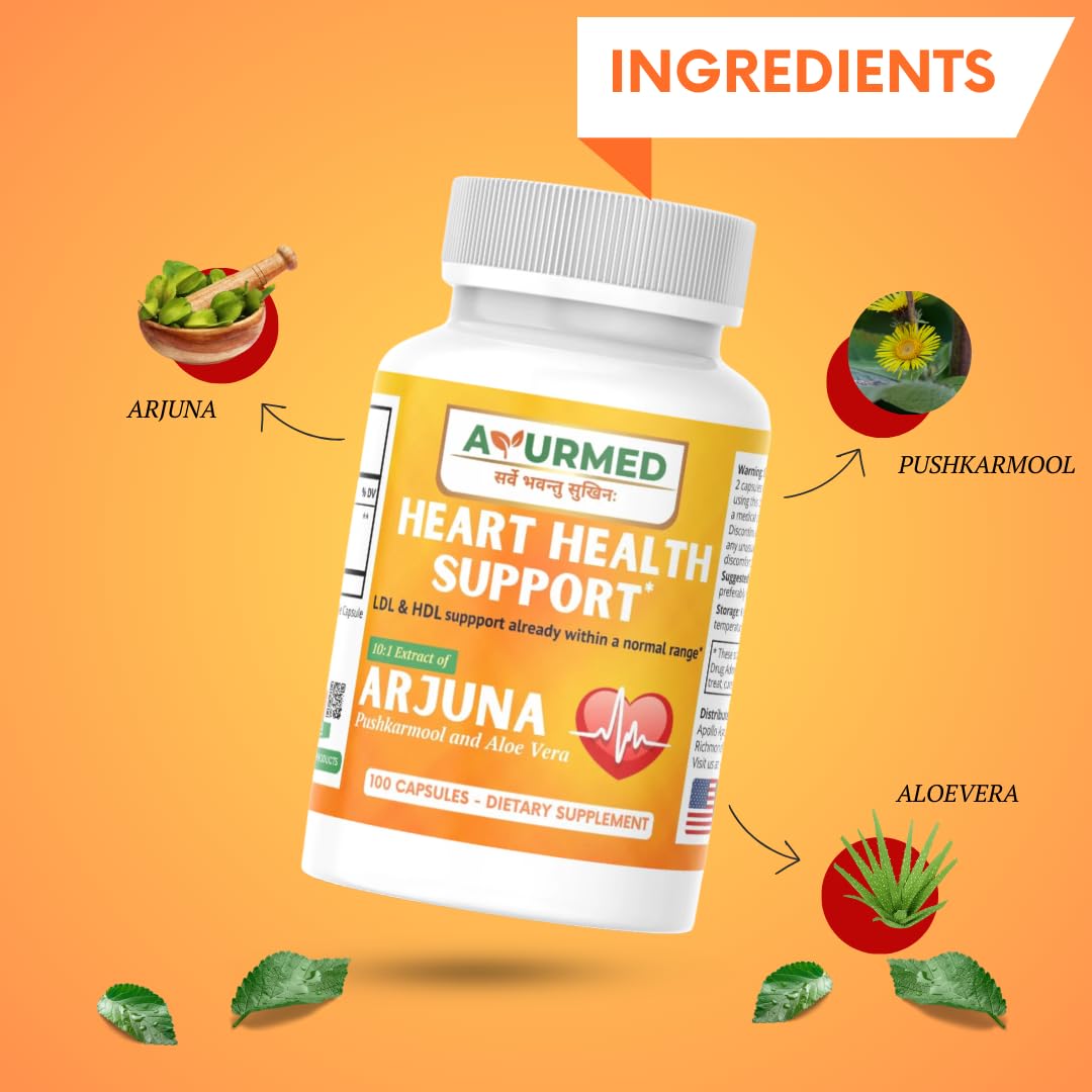 Authentic USA imported Ayurmed Arjuna capsule supplement for natural wellness support