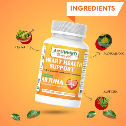 Authentic USA imported Ayurmed Arjuna capsule supplement for natural wellness support