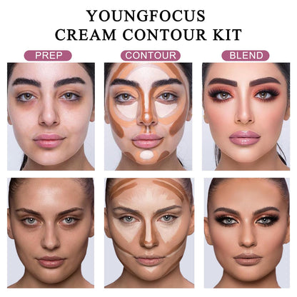 Open Youngfocus cream contour palette showing 8 shades