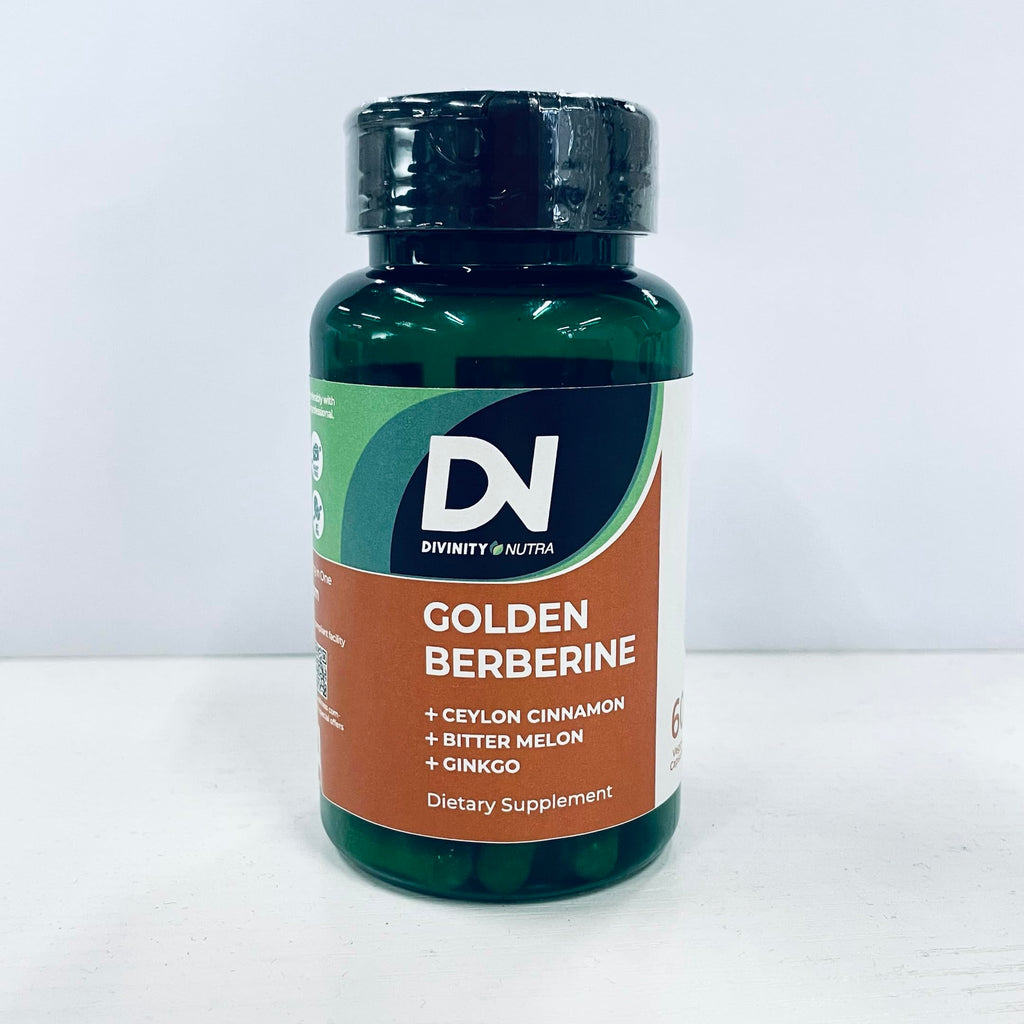 Close up of Divinity Nutra Golden Berberine 60 capsules label