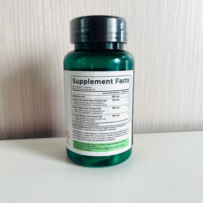 Side view of Divinity Nutra 4-in-1 Berberine dietary supplement bottle