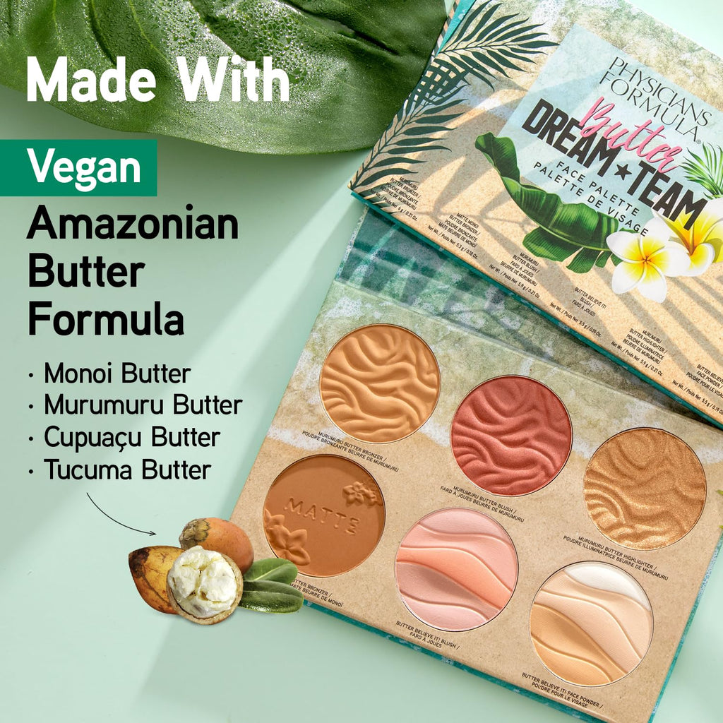 Physicians Formula Butter Dream Team Palette closed packaging displaying the tropical design and product weight.